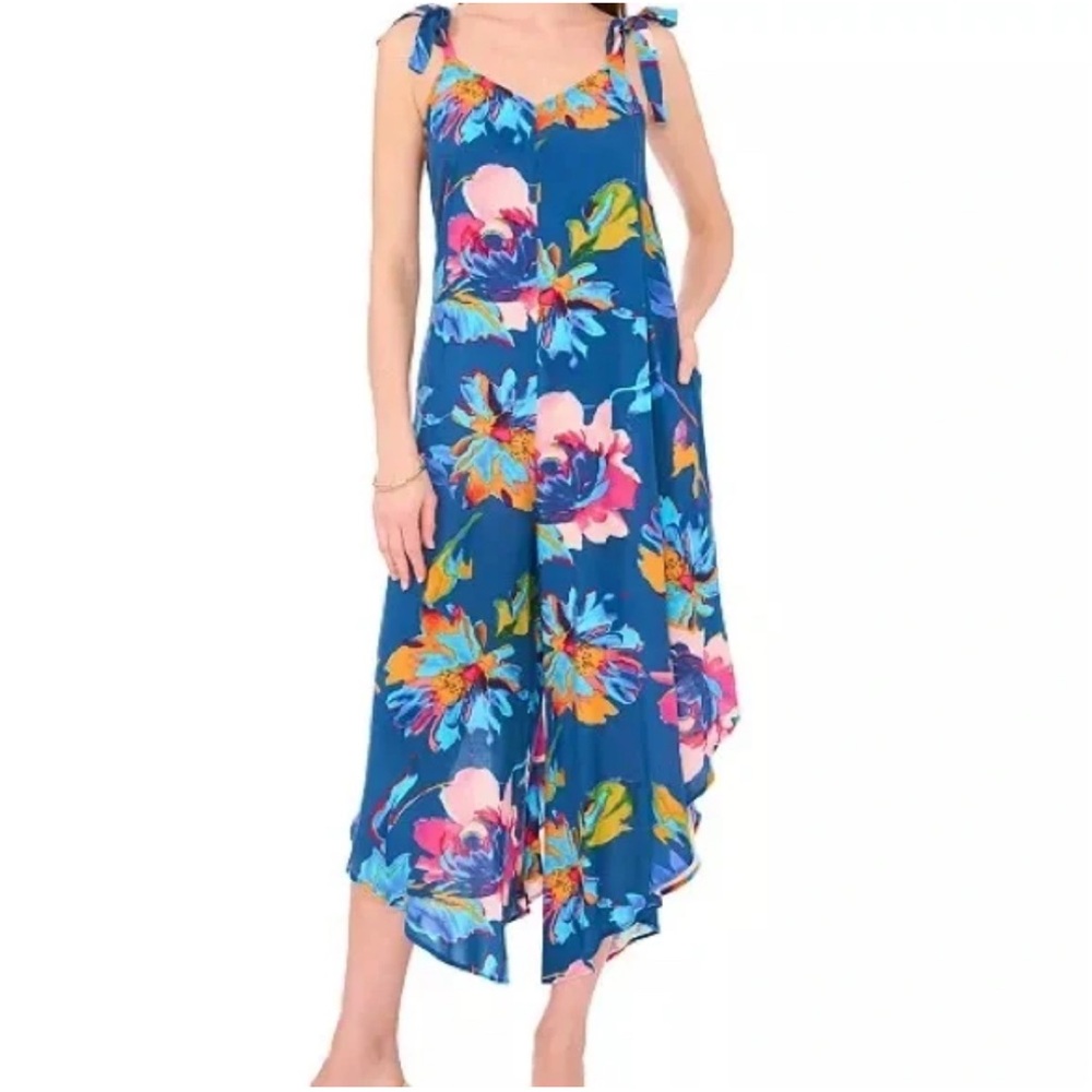 Vince Camuto Floral Sleeveless Jump Suit with Tie Straps Medium
